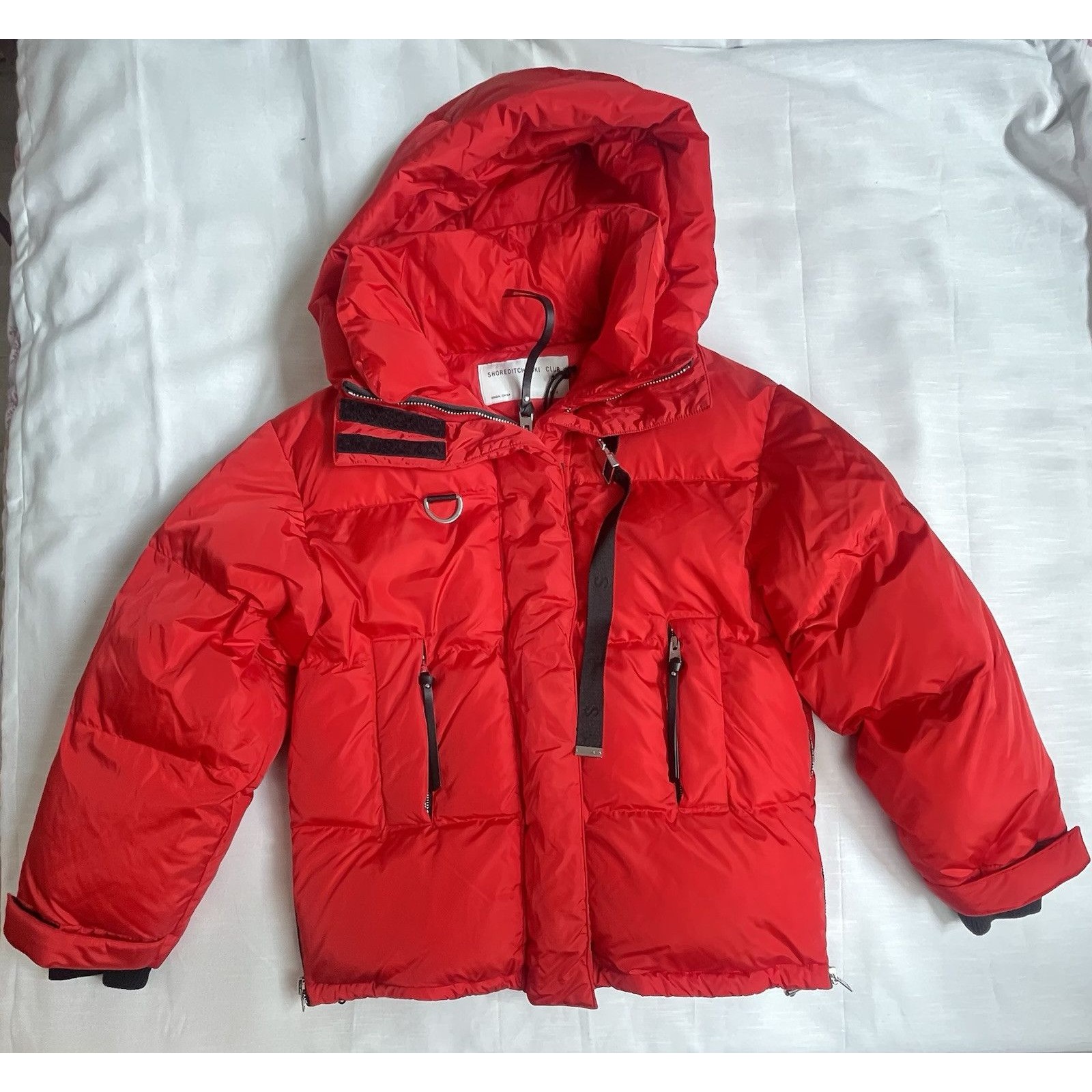 Shoreditch Ski Club Willow Oversized Puffer Jacket In Lipstick Red Sz S New — image 4 of 8